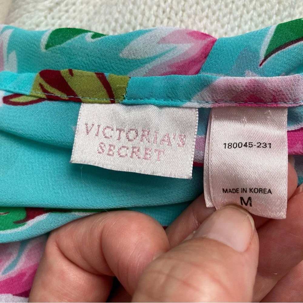 VTG Victoria’s Secret Sheer Tropical Floral Tie Front Flowy Sarong Like Pants, M